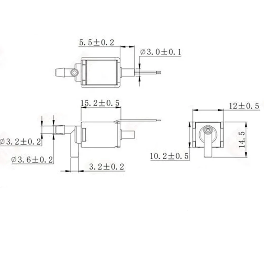 Mikro magnetventil 2-polig 3-Wege Gleichstrom 5V 6V 1,5 W Mini 10mm elektro magnetisches Ventil elektrisch gesteuerter Luft ventilsc halter