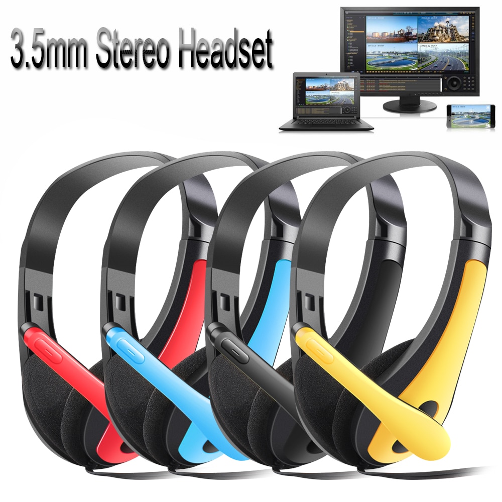 3.5mm stereo gaming headset hoofd hoofdtelefoon bas met microfoons ruisonderdrukking voor computer telefoon dubbele/enkele stekker