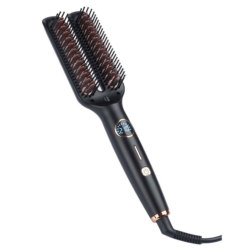 Cepillo alisador de pelo eléctrico Anti Frizz con pantalla Digital Lcd placa calefactora doble peine alisador de pelo de calentamiento rápido