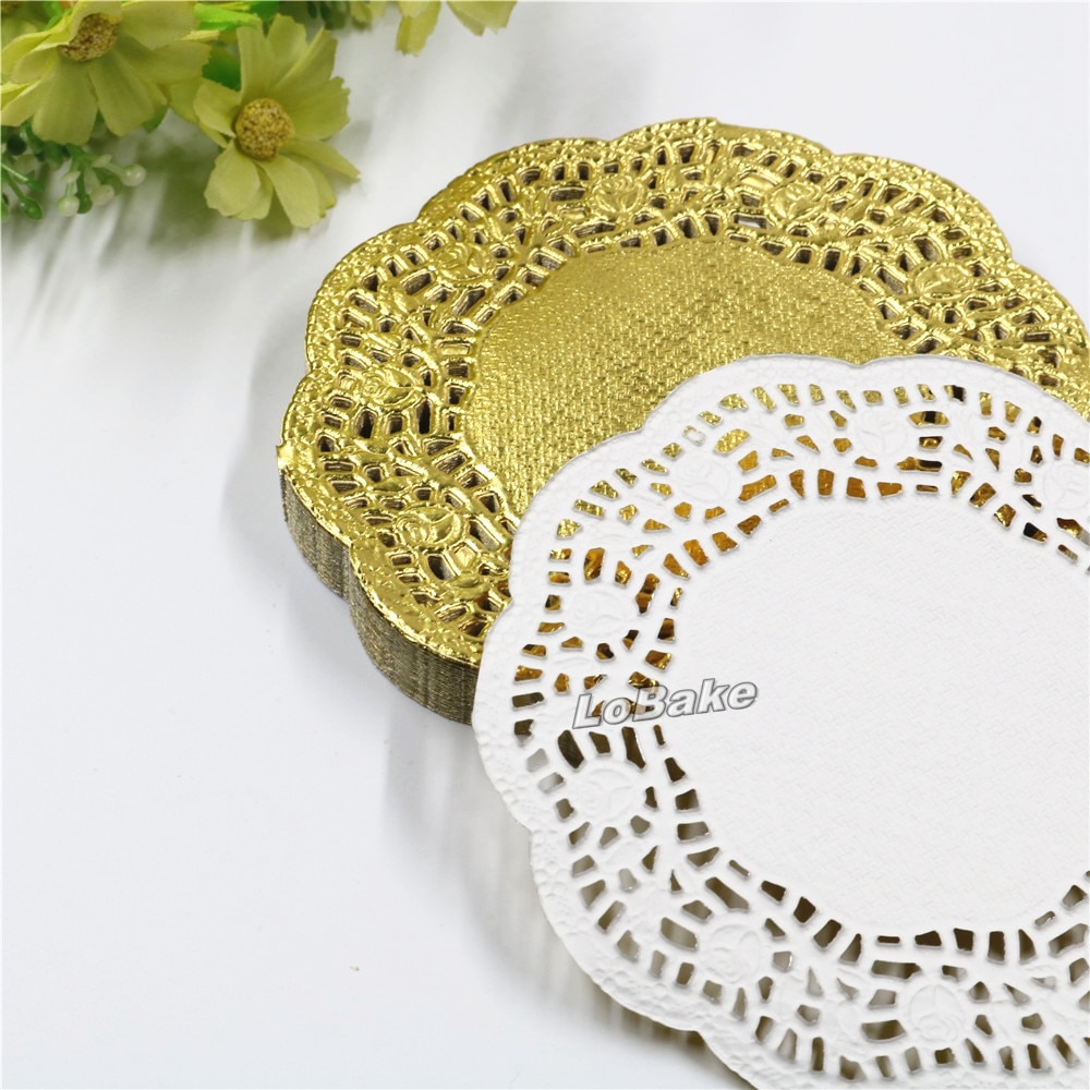 Napperon rond en dentelle de papier doré, haute thermostabilité, accessoires de table de cuisine, 100 pouces, 4.5