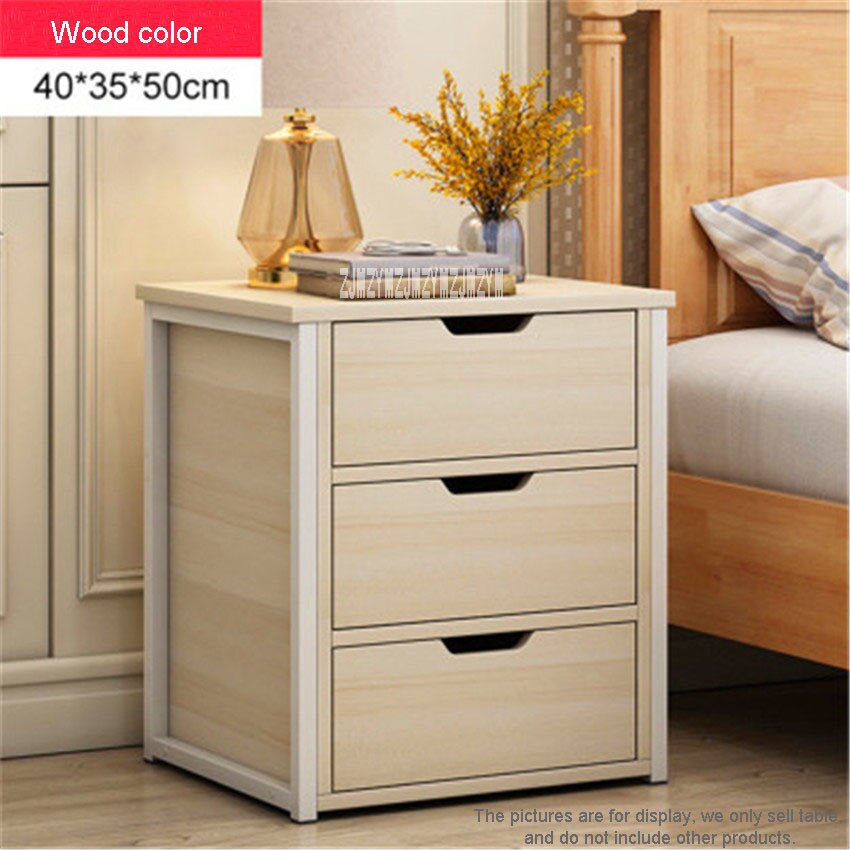 Multifunction Bedside Locker Bedside Table Nordic Modern Bedside Table Storage Locker Household Bedroom Simple Economic Cabinet: wood color 3 drawers