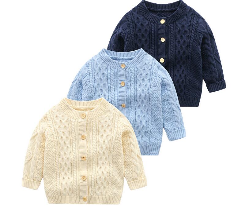 Emmababy 0-24M Herfst Baby Jongens Meisjes Trui Kleding Solid Knit Lange Mouwen Single Breasted Warm jas