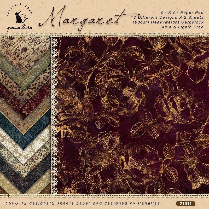 Panalisacraft 24 sheets 6"X6" vintage patterned paper pad Scrapbooking paper pack handmade craft paper craft Background pad card