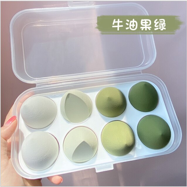 Beauty egg set makeup egg 8 sponge makeup egg puff oblique cut gourd water droplets wet and dry face makeup puff sponge: Color01
