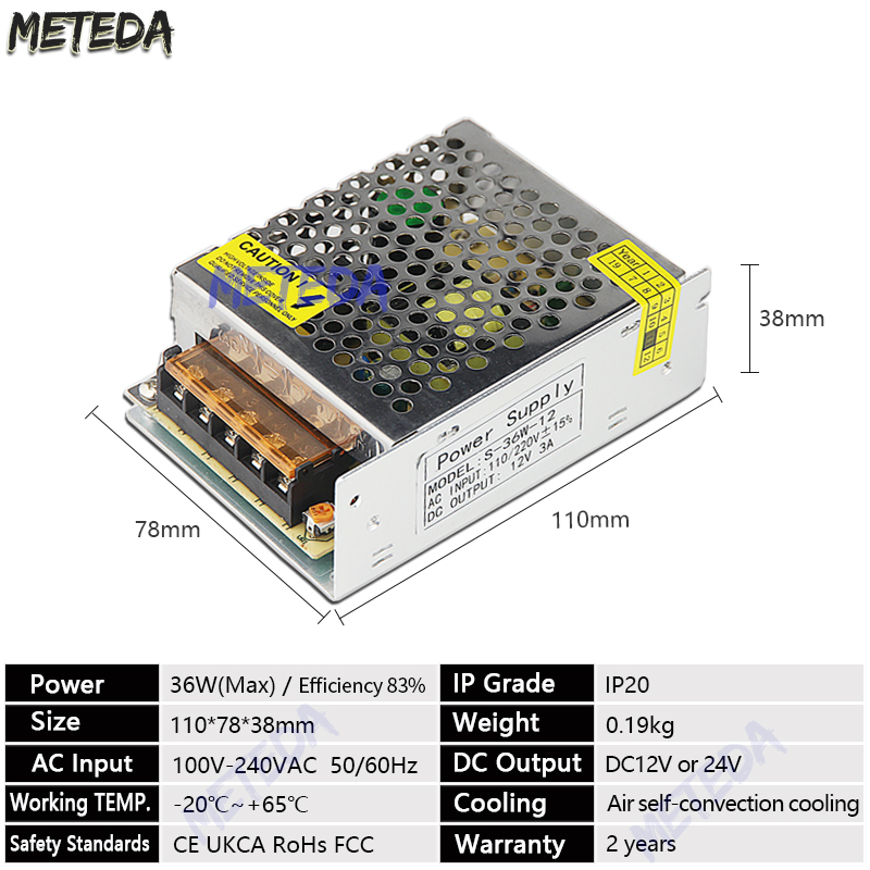 DC 12 V 24V zasilacz impulsowy 2A 3A 4A 5A 8A 10A 15A 20A 25A 30A 40A moc transformatora zasilacz 12 V V 220V robić 12 V AC-DC: Pomarańczowy / 12 v
