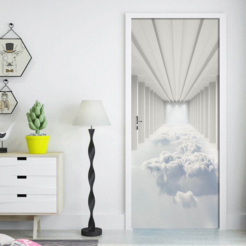 Deep Visual Sense Decorative Decals Cloud Home Decoration Door Stickers Self-Adhesive Waterproof Two-Piece Living Room Door