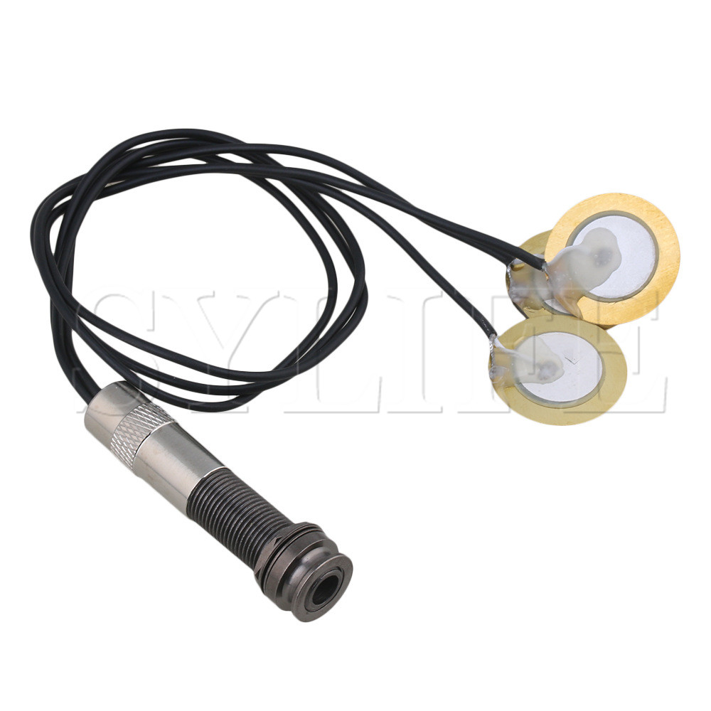 3 Sensor Gitaar Piezo Contact Microfoon Pickup Zwart Met 6.35Mm Jack