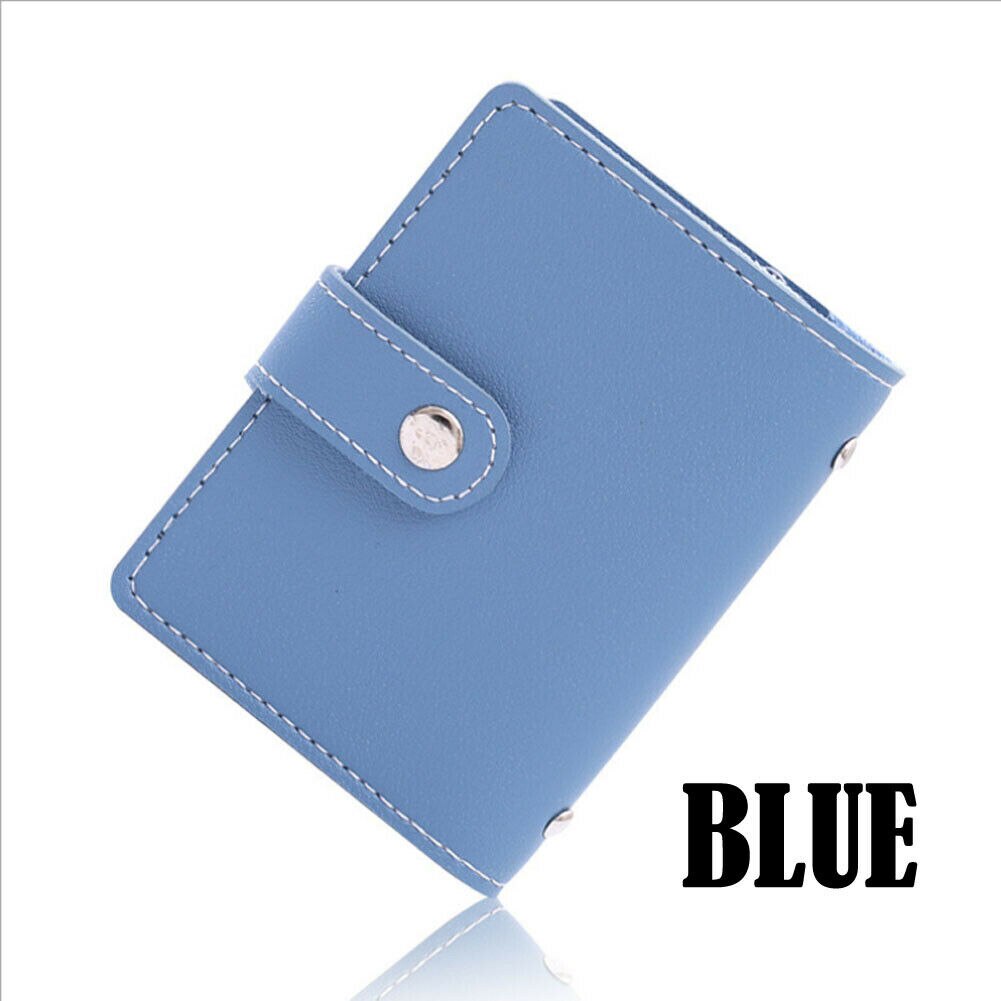 Pu Leer Functie 26 Bits Card Case Visitekaarthouder Credit Paspoort Kaart Tas Mannen Vrouwen Id Paspoort card Wallet: Blauw