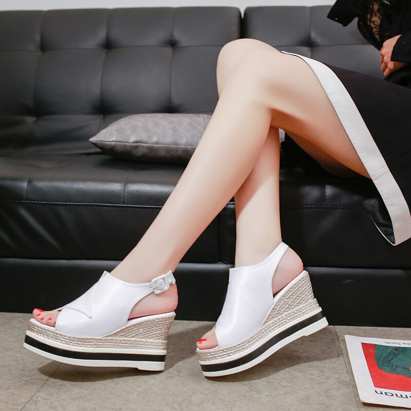 WDHKUN chaussures d'été femmes gladiateur sandales talons hauts plates-formes sandales à talons compensés femme casual femmes chaussures boucle