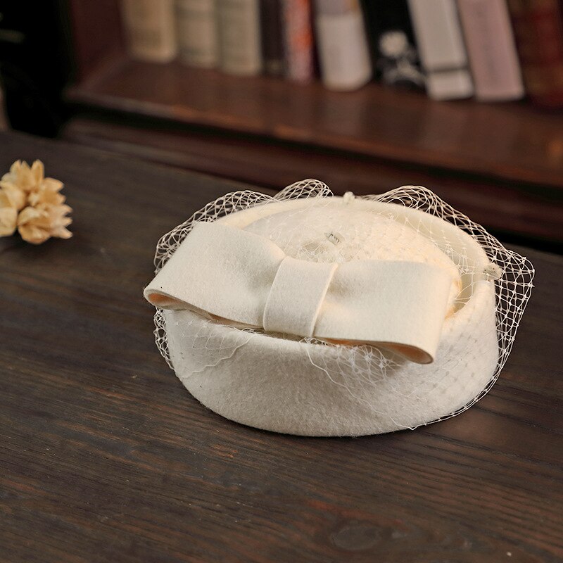 Vrouwen Top Hoed, Baret, Vilten Hoed, Platte Pet, Stewardess Hoed, wedding Bridal Cocktail, Hoofdtooi, Haar Accessoires, 100% Wol