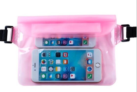Bolsa impermeable de pvc para exteriores, bolsas de cintura para acampar, escalada, senderismo, deporte, funda bolsa seca con correa para el hombro en la cintura: Color rosa