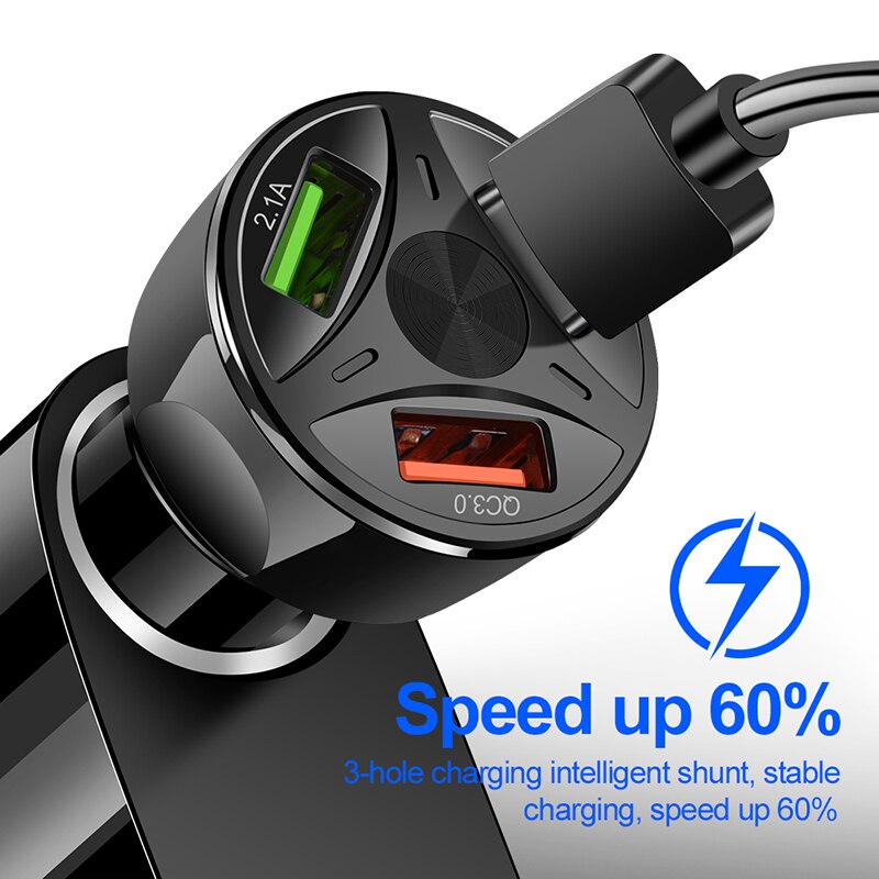 QC3.0 3 Port Usb Car Charger Quick Charge 3.0 2.0 Telefoon Auto-Oplader Adapter Voor Iphone 11 Samsung S8 s9 S10 Xiaomi Redmi In Auto