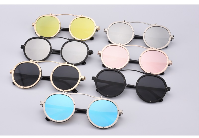 Vintage Round Metal Steampunk Sunglass Women Brand Metal Steam Punk Sun Glasses Driving Men Oculos De Sol R561