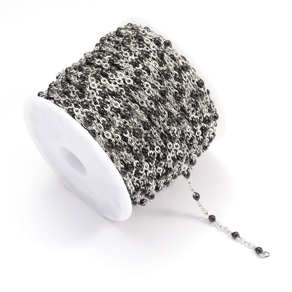 2Meter Rvs Kabel Emaille Gouden Ketting Ketting Bulk Multicolor Link Accessoires Voor Sieraden Materialen Diy: Steel Black