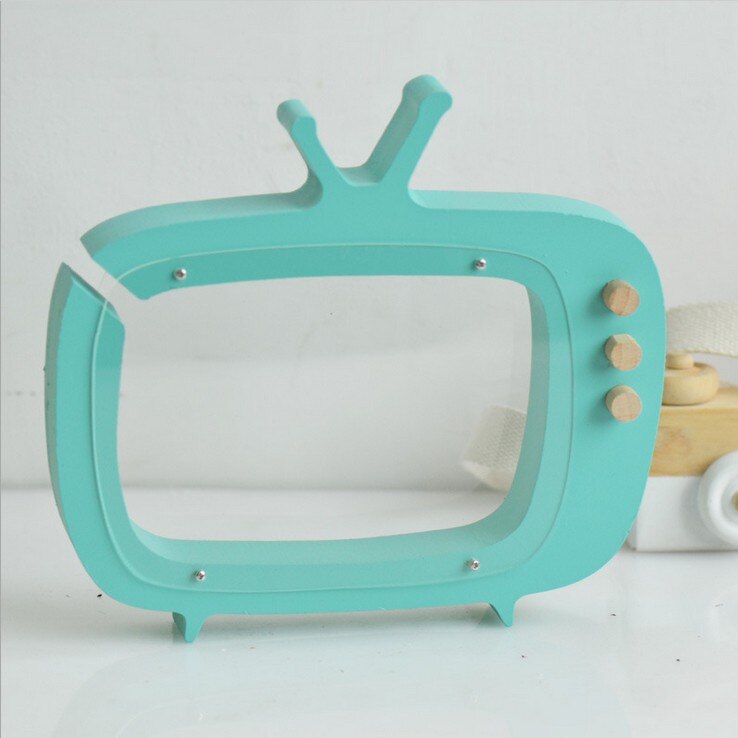 Moderne Houten Spaarpot Kinderkamer Decor Televisie Spaarpot Coin Bank Fotografie Props Creatieve: Green