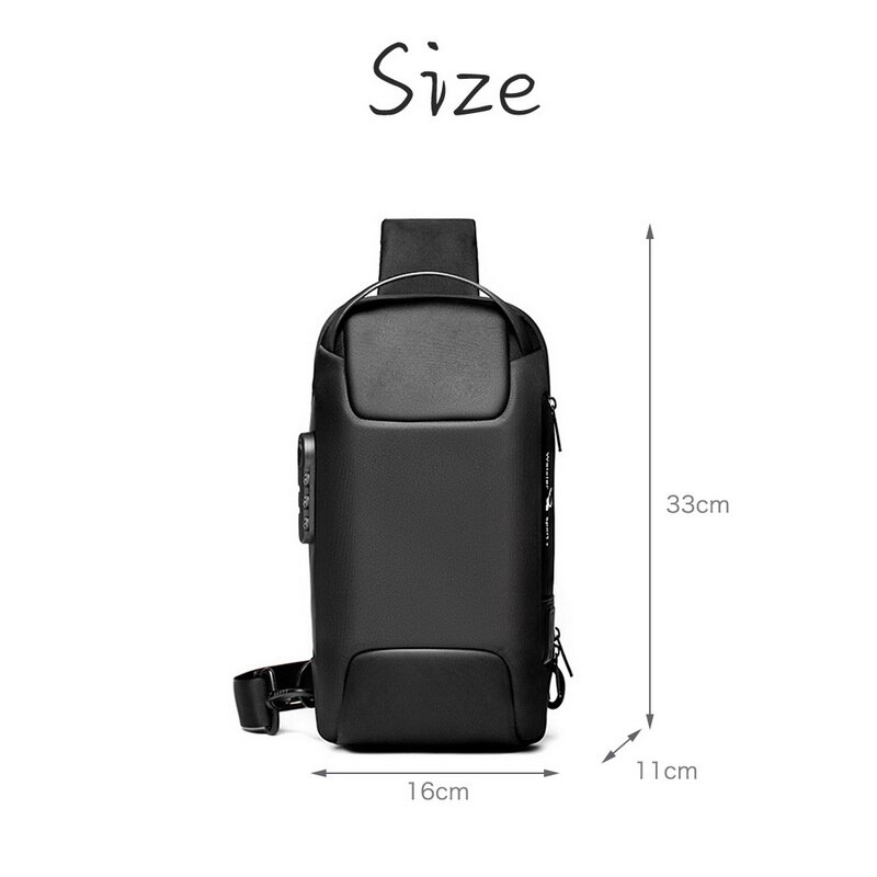 Menns vanntette oxford multifunksjonelle crossbody bag tyverisikring skuldervesker kort tur budbringer brystpose pakke til menn