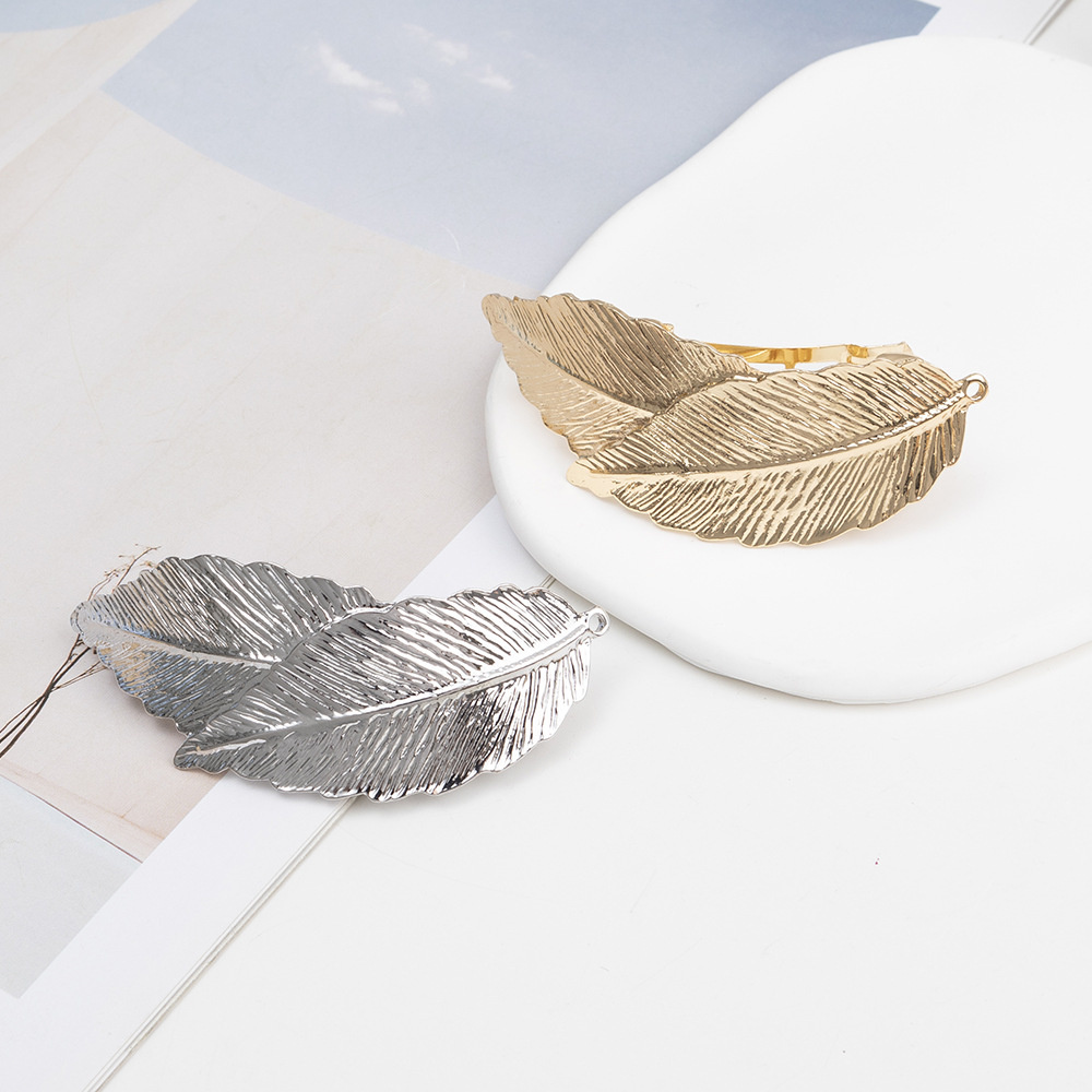 Pasadores con forma de hoja de plumas de Metal Vintage para mujeres y niñas, aleación de belleza, oro, plata, horquillas, joyería de , pinzas para el cabello