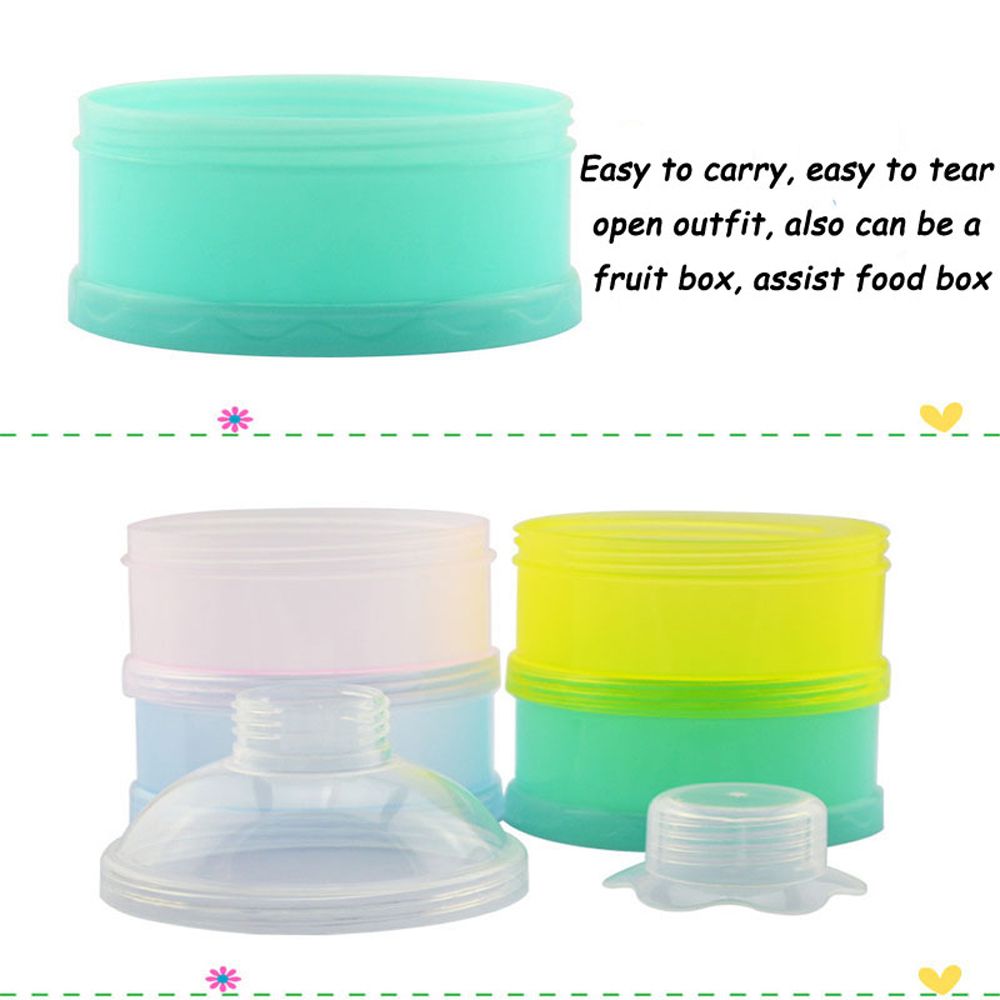 1Set Portable Baby Milk Powder Formula Dispenser Food Container 4 Cells Grid Box Independent Compartments Rotate Openings Bottle