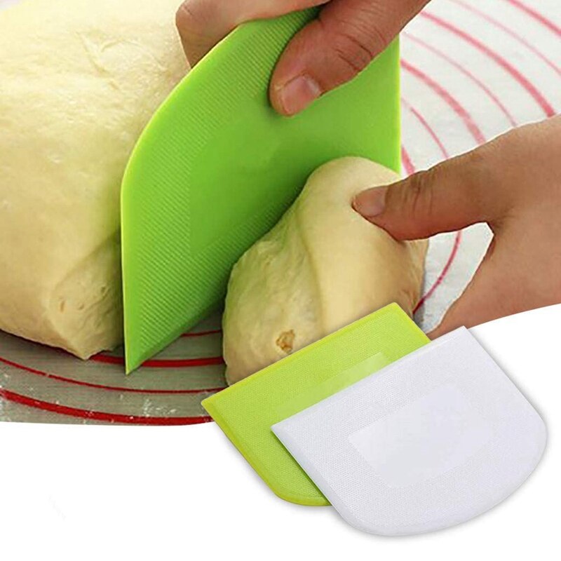 2 Pieces Dough Scraper Bowl Scraper Food-Safe Plastic Dough Cutter Flexible Plastic Scraper Practical Bench Scraper