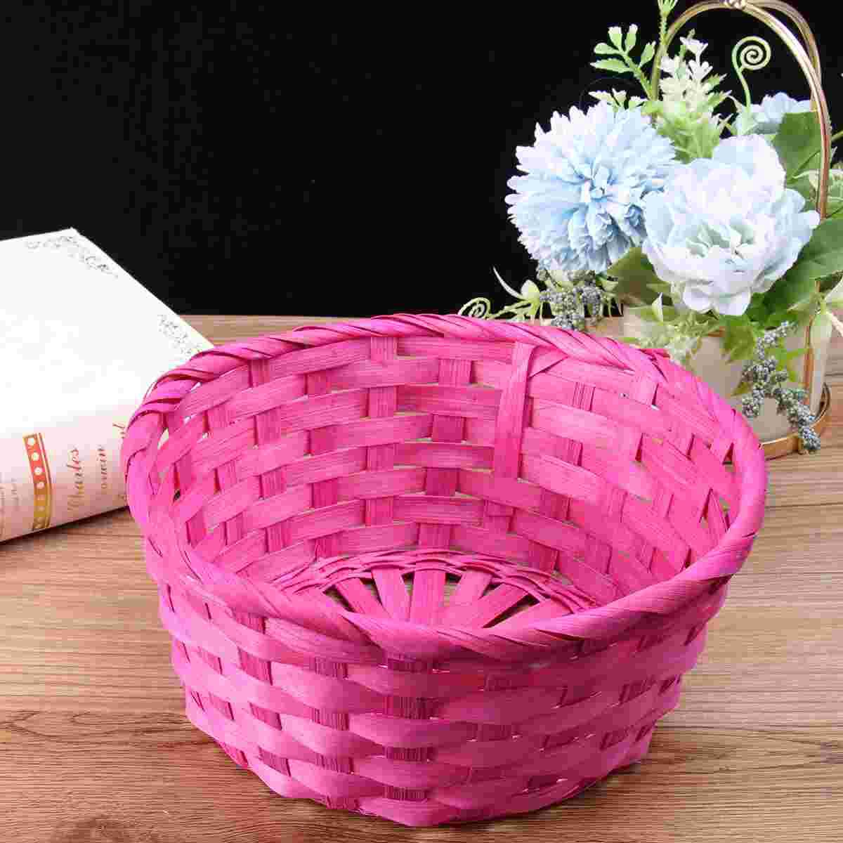 Snacks Basket Bamboo Woven Basket Easter Prop Oval Basket Exquisite Durable 1Pc Eggs Basket