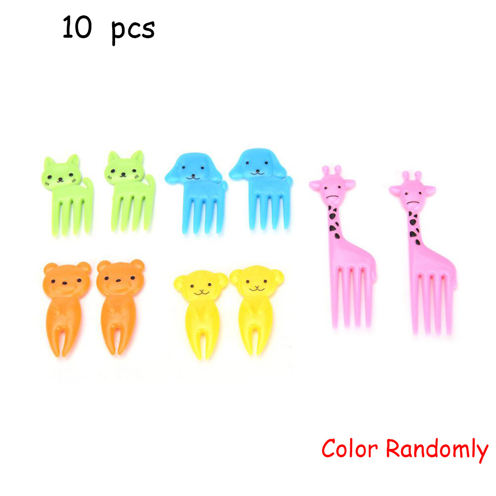 6/10pc Plastic Funny Shape Fruit Forks Toothpick Kids Tableware Fruit Fork Food Picks Dessert Stick For Kids Children