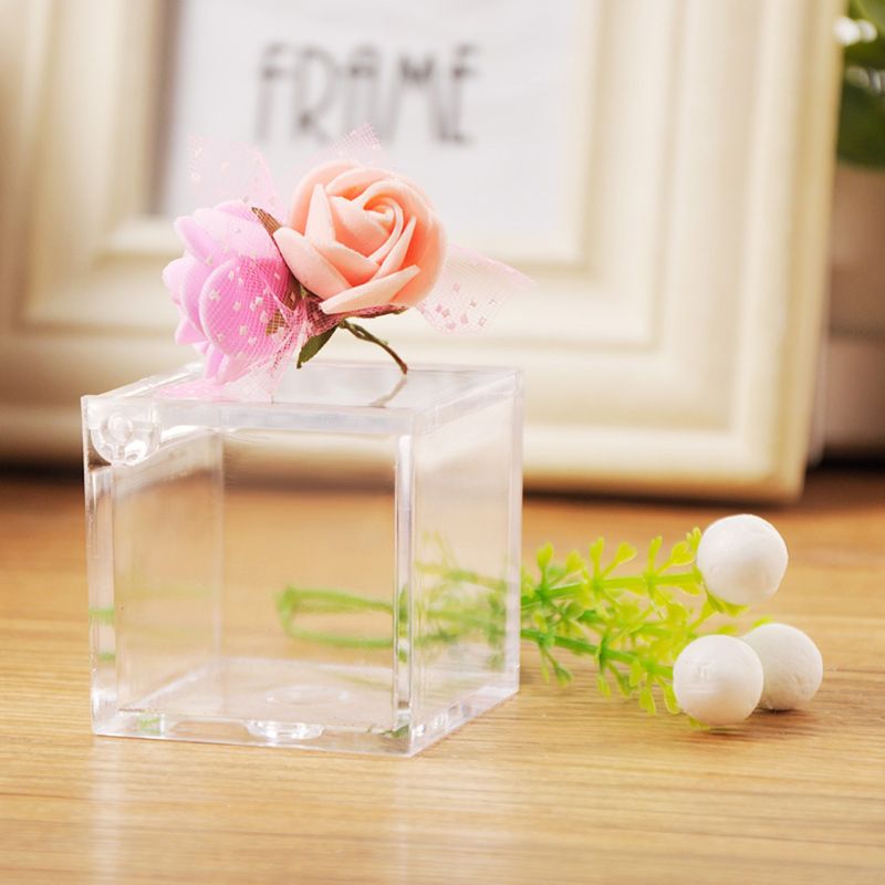 Transparent Cube Wedding Favor Candy Box Plastic Transparent Clear Boxes Christmas Baby Shower