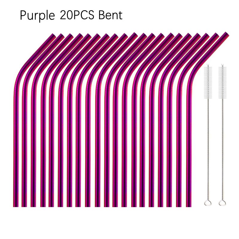 6*215Mm 10 Kleuren Milieuvriendelijke Herbruikbare Metalen Rietjes Set 304 Rvs Rietje Cocktail Party Favor Bar accessoire
