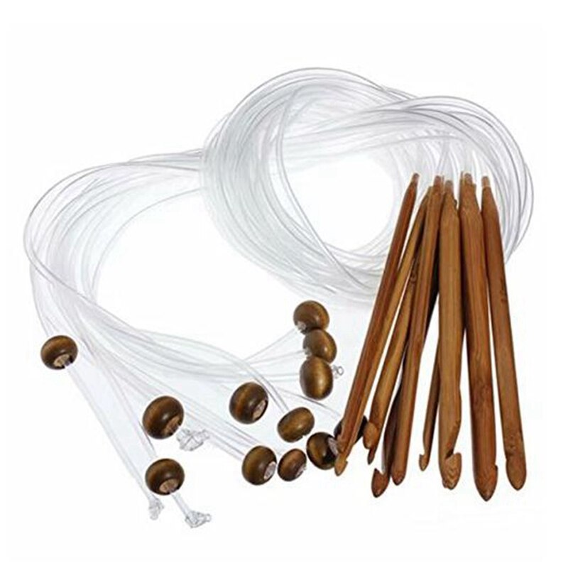 Bamboo Flexible Afghan Tunisian Carpet Crochet Hooks Needles At Random Transparent Natural Bamboo Flexible Afghan Tunisian Car