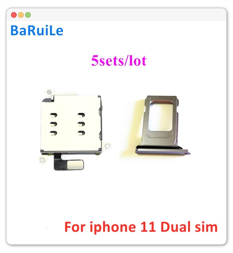 Baruile 5Sets Voor Iphone 12 12pro Max 13 Dual Sim Kaartlezer Adapter + Dual Sim Lade Houder Voor iphone 11 11P Vervangende Onderdelen