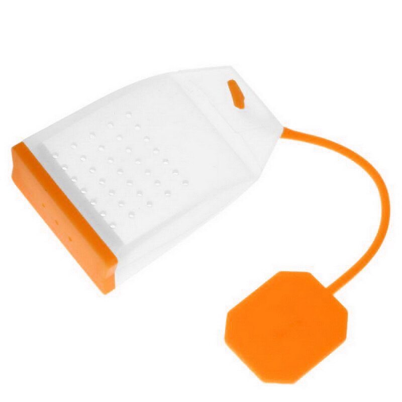 Teinfuser tesilar återanvändbar silikon anka form livsmedelskvalitet kökstillbehör lösa blad tekanna snöre tepåse: Orange