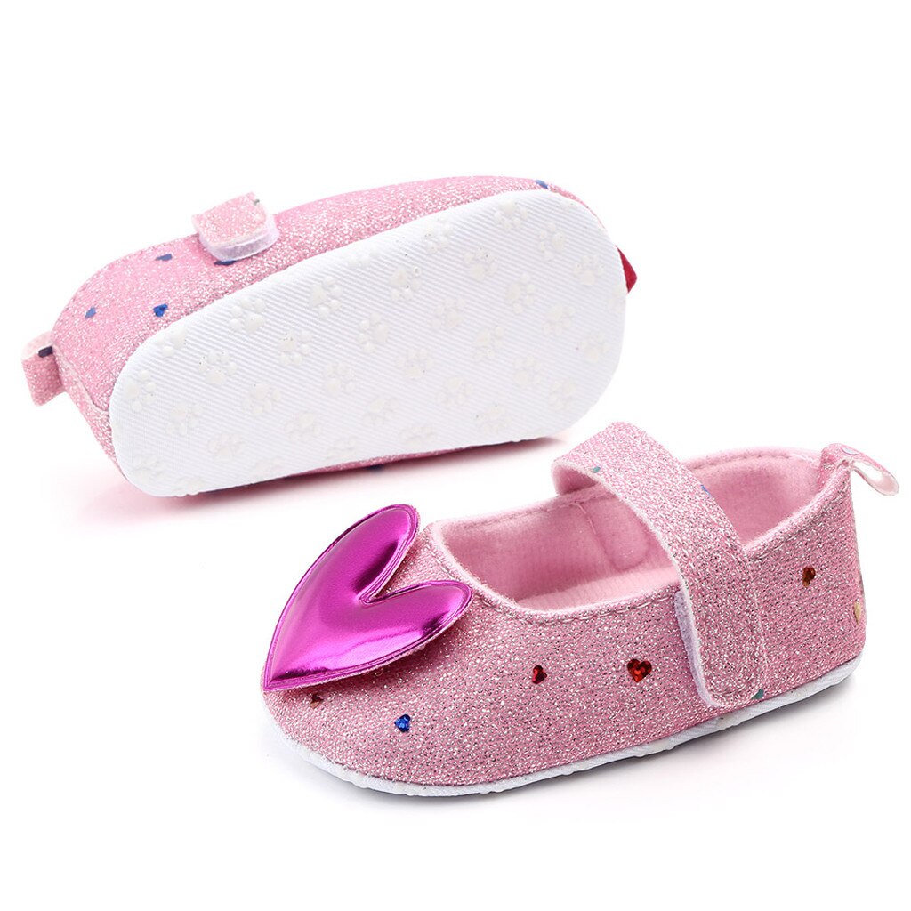 Baby Shoes Toddler Newborn Baby Crib Shoes Heart-Shaped Princess Baby Soft Sole Prewalker For Baby Girls First Walk