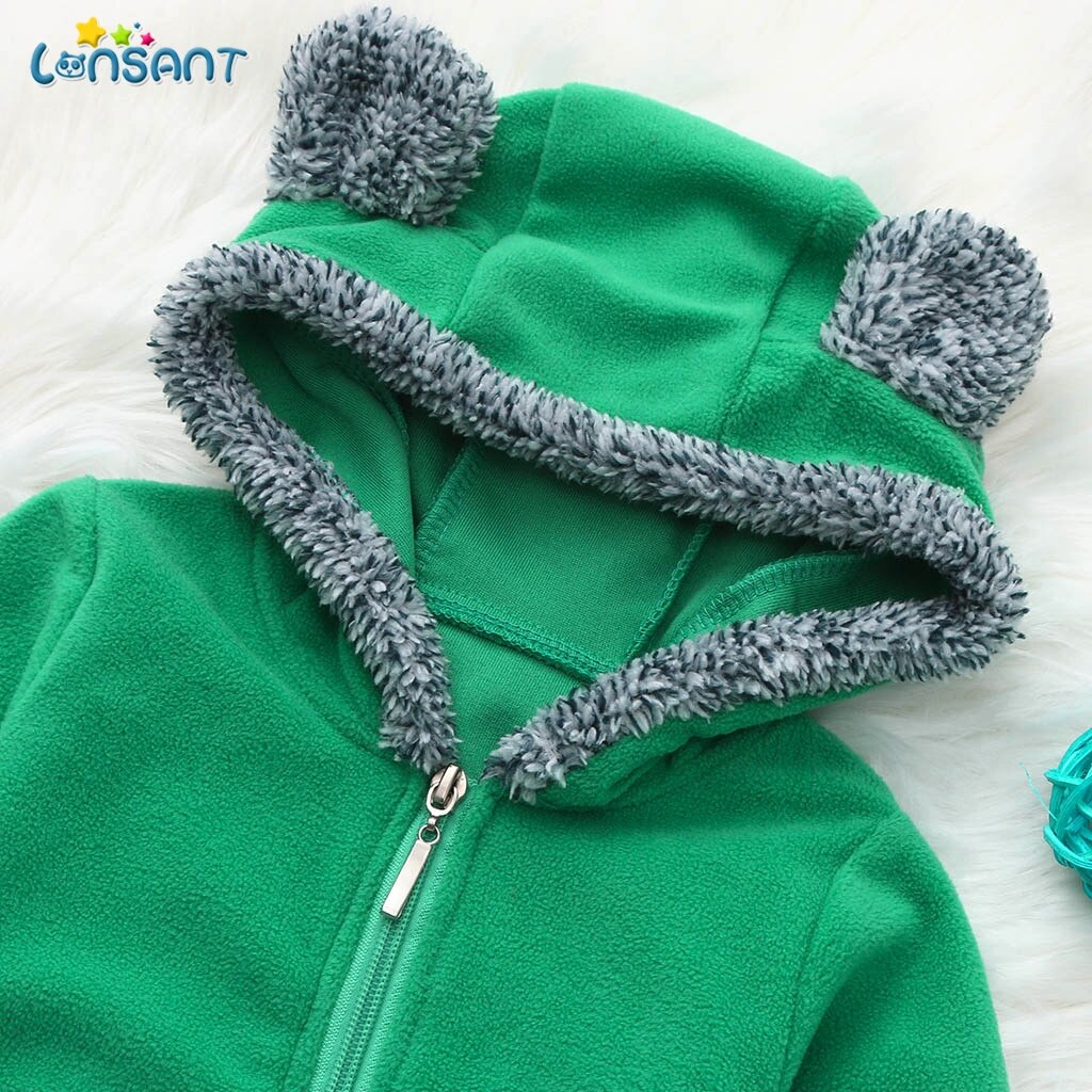 LONSANT Baby Pasgeboren Footies Hooded Solid Zpper Zachte Pasgeboren Kleding Kids Winter Warm Jumpsuuit Voor Baby 'S Een Stuk Kleding N30