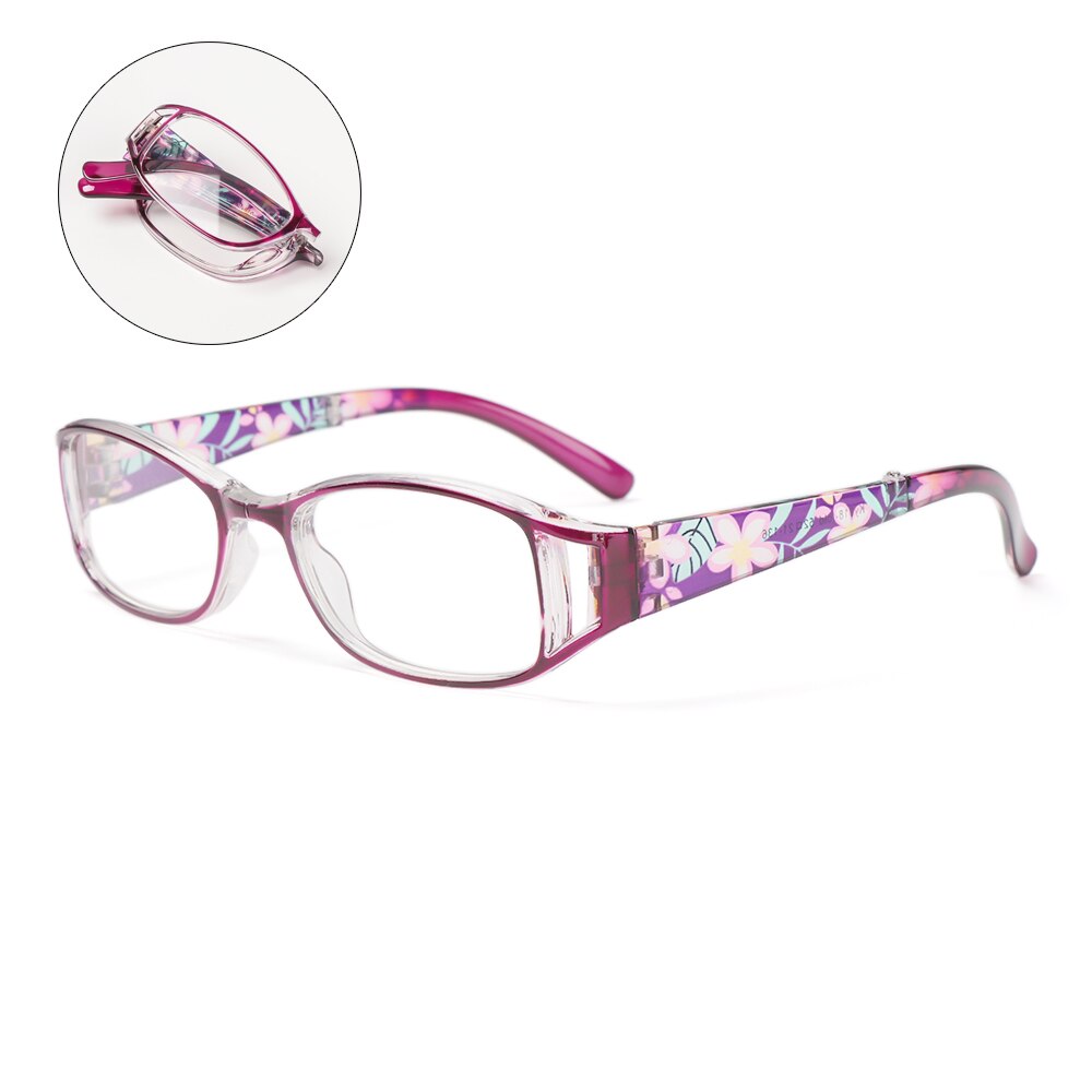 1pc opvouwbare leesbrillen met print, anti-blauw licht, vintage bril, oogbescherming, computer, dropship, leesbrillen: +100 / Paars