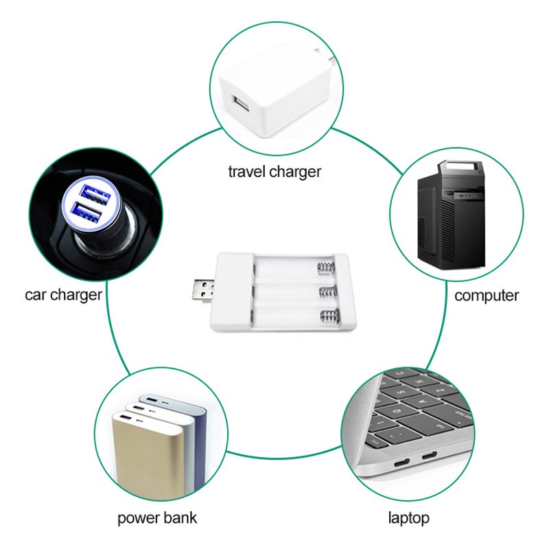 Pujimax 3 solts batteriladeradapter usb støpsel batterilader til universell aa / aaa oppladbare batterier strømtilbehør