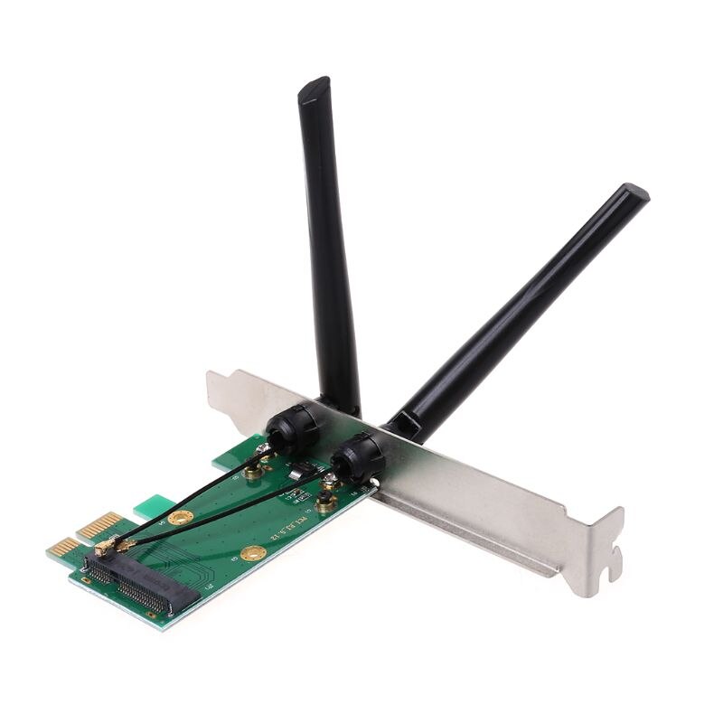 Trådløst nettverkskort wifi mini pci-e express til pci-e adapter 2 antenne eksterne pc-nettverkskort