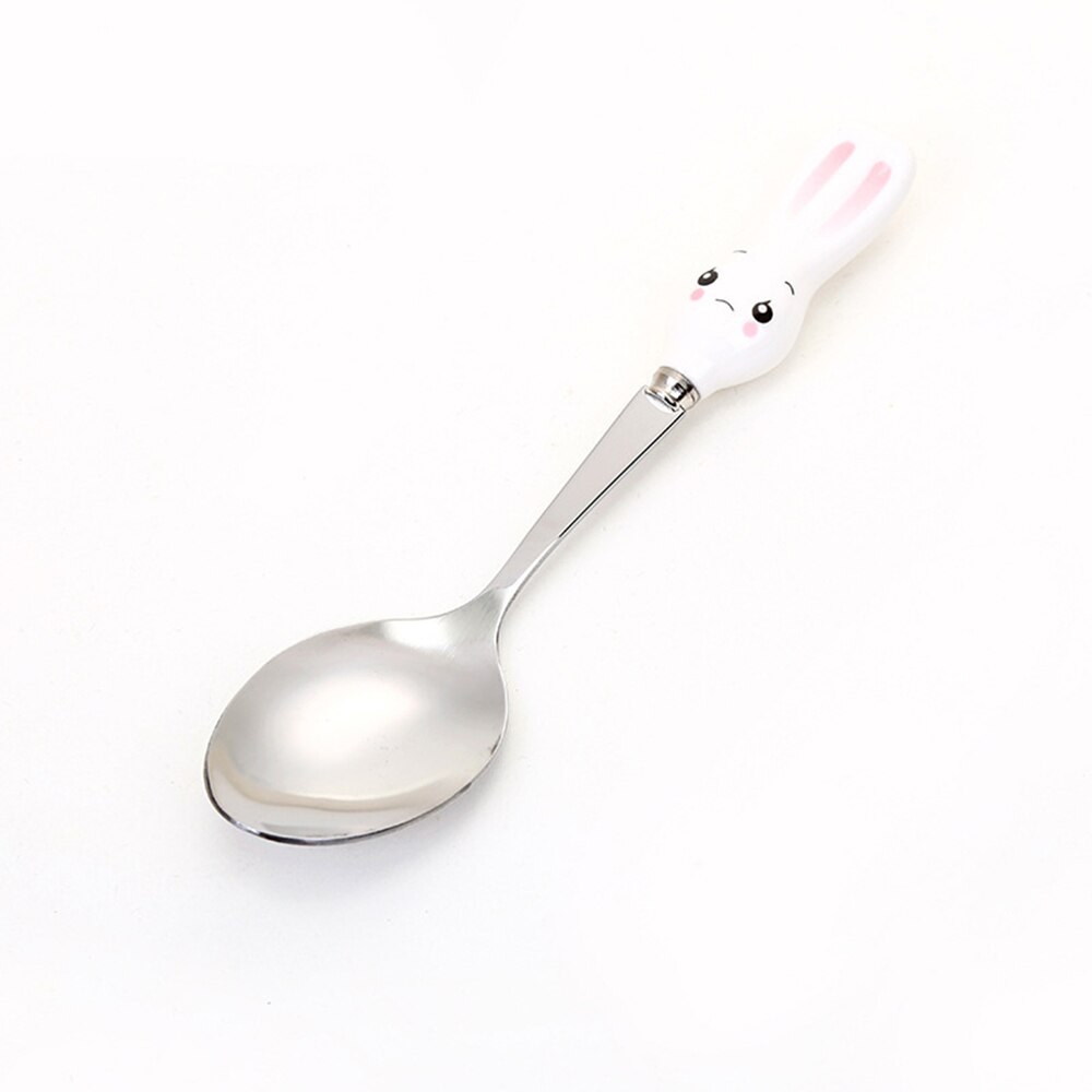 Babyvoeding Gebruiksvoorwerpen Mooie Wortel Konijn Vork Baby Kids Feed Roestvrij Staal Babylepel Bestek Leuke Plug Handvat Servies: D