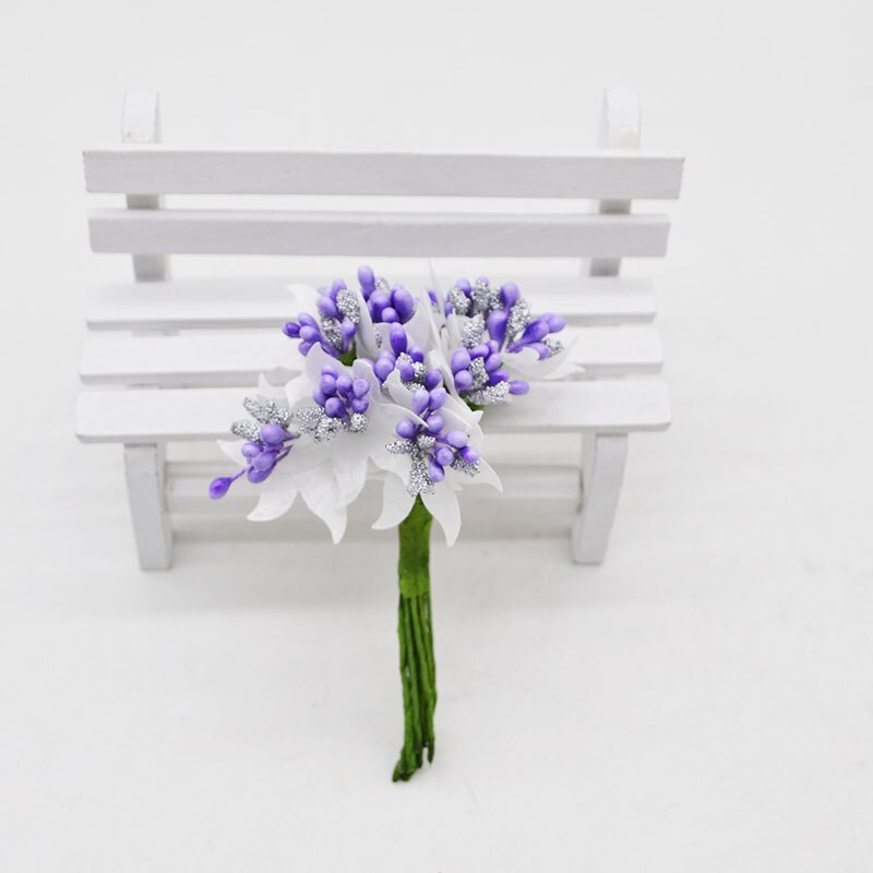 24 stk mini støvbærere bær guld sølv plastknop kunstig blomsterbuket scrapbooking håndværk bryllup dekoration fest forsyninger