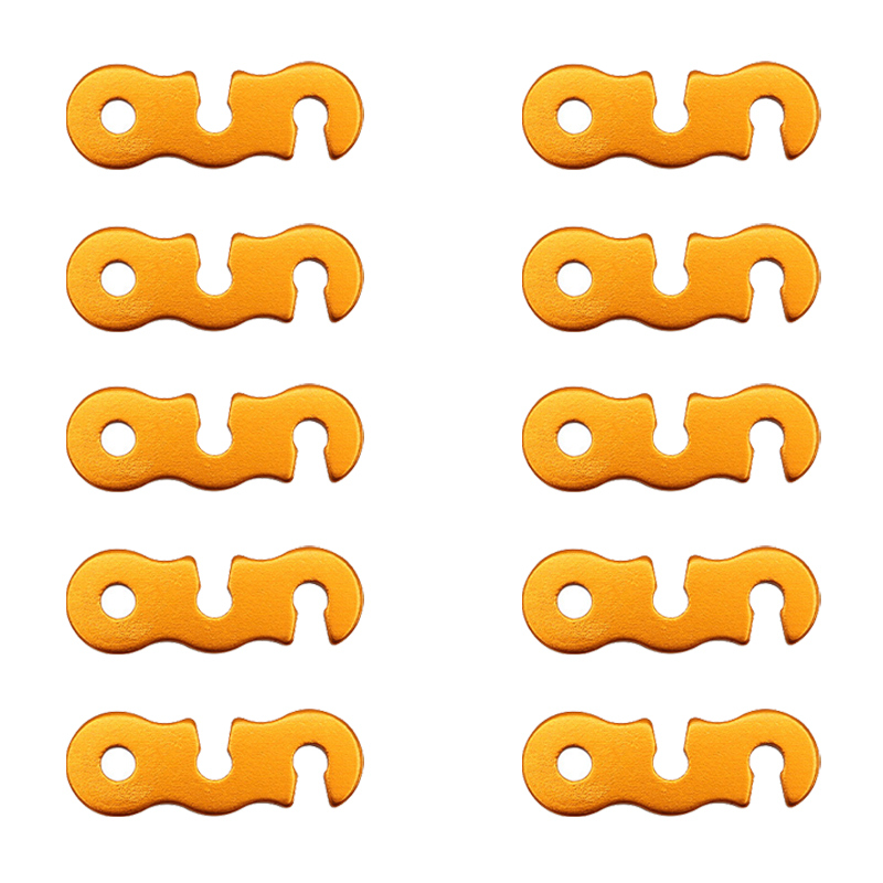 10 Uds. Hebilla de cuerda para tienda de campaña, Kit de sujeción de tensores ajustables de aleación de aluminio, accesorios de seguridad para lona para acampar al aire libre: Naranja