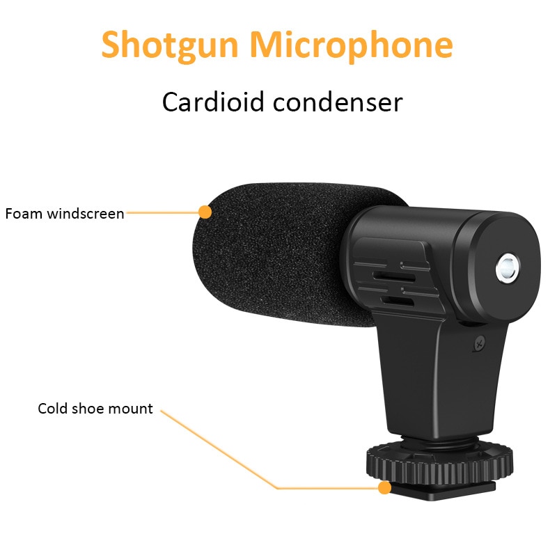 Studio Microphone For Phone Camera Vlog Video Recording Condenser Microphone with Tripod LED Light Tabletop Stand