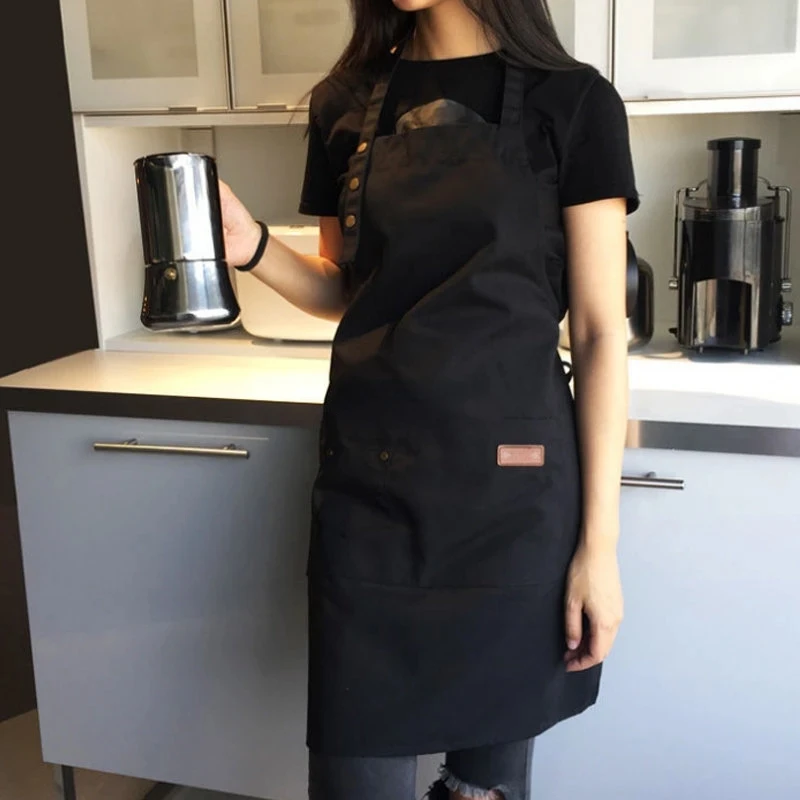 Förtjockning vattentätt köksförkläde kvinna enfärgad matlagning män kock servitör café butik grill barber haklapp kökstillbehör