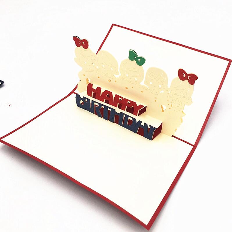 Carte Pop-Up 3D faite à la main | Carte Kirigami de vœux en papier, carte d'invitation pour enfants, cartes postales joyeux anniversaire, décor de de Thanksgiving, 1 pièce: Rouge