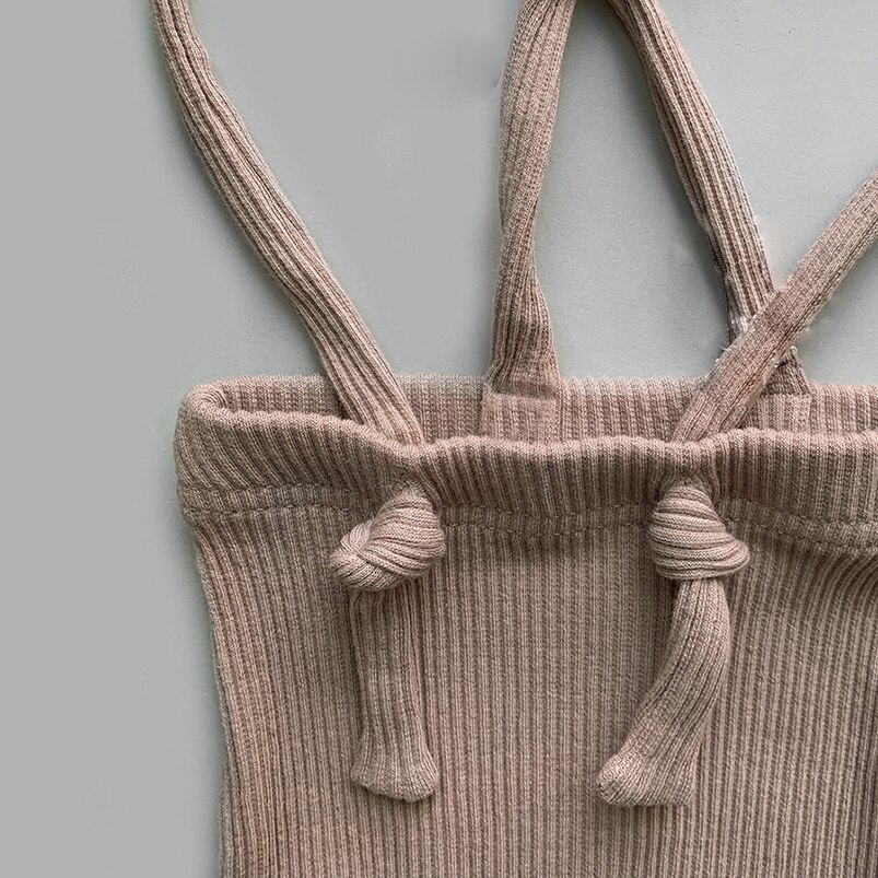 Pagliaccetto con cinturino a costine in tinta unita per abbigliamento per ragazzi tuta per bambini traspirante in cotone estivo per bambino: coffee / 18 to 24 Months