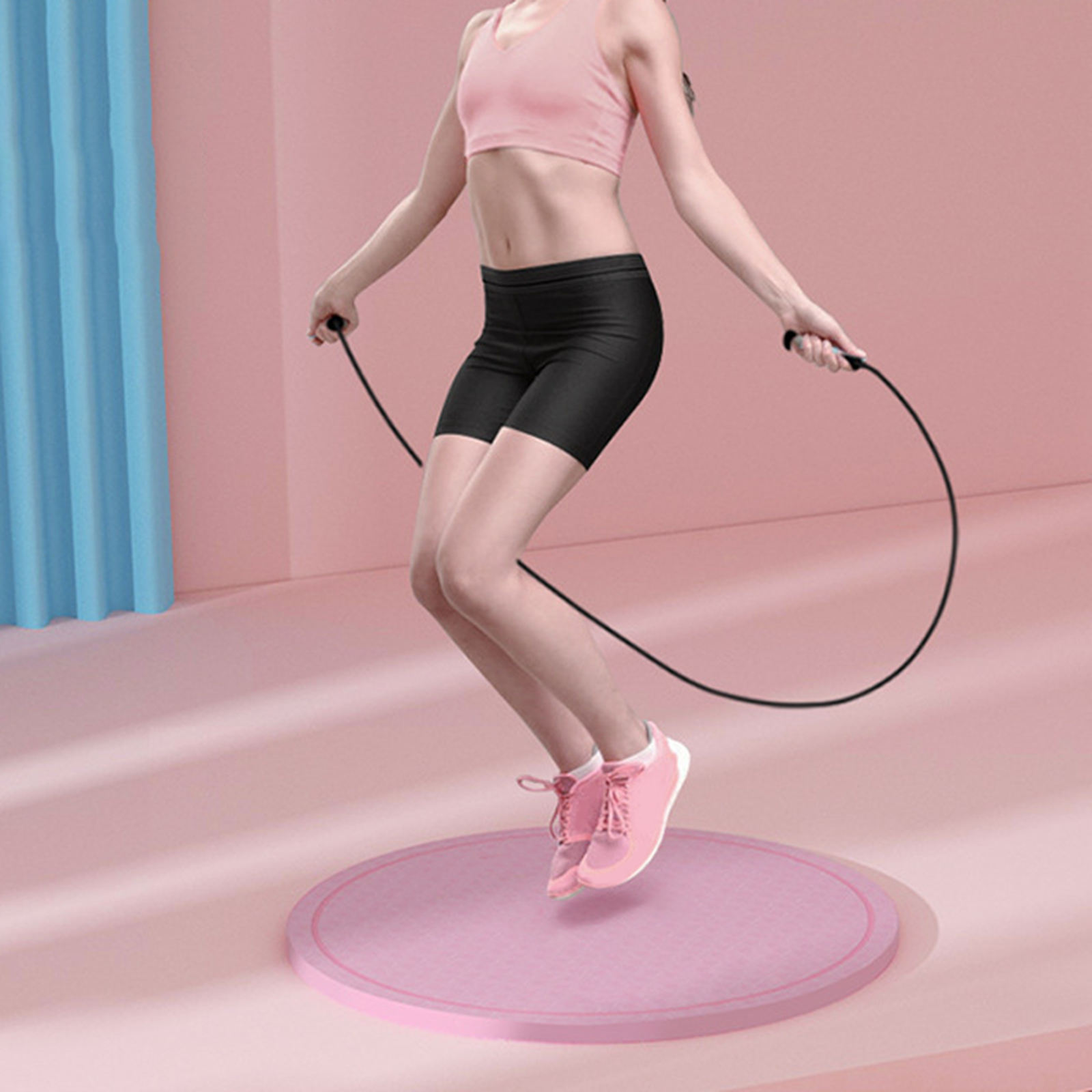 Round Exercise Mat High Density Shock Absorption Rope Skipping Buffer 8mm Thick 58cm Cushion Yoga Mat: pink