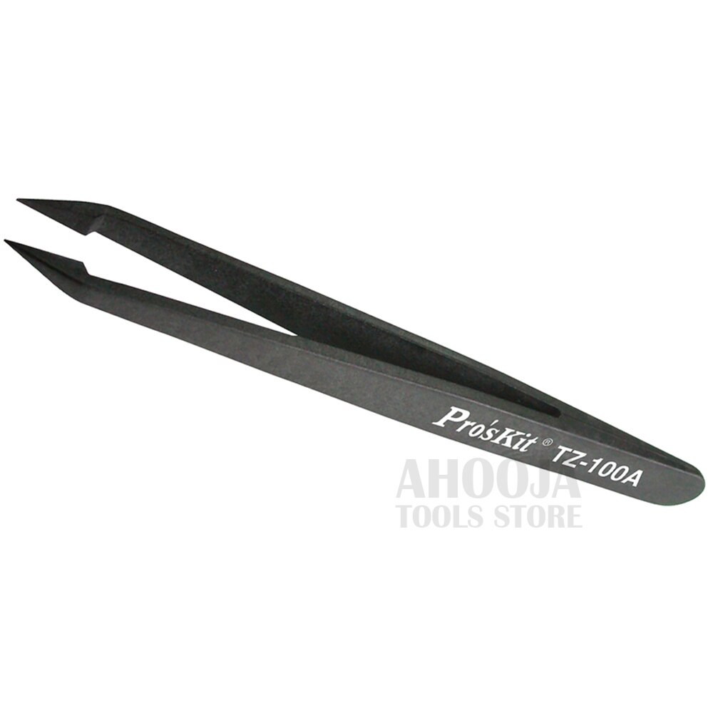 Pro'skit Anti-Static Fiber Flat Conductive Pointed Tweezers TZ-100A Antimagnetic Hand Tools Electronic Components Repair Jig