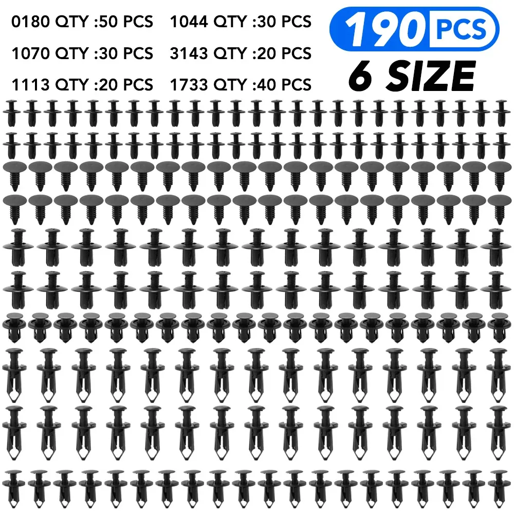 190 Stück Kfz-Clips Auto-Halteklammern Autozubehör Stoßstangenclips Autoclips Kunststoffnieten Befestigungselemente drücken-Halfter-Bausatz: Ursprünglich Titel