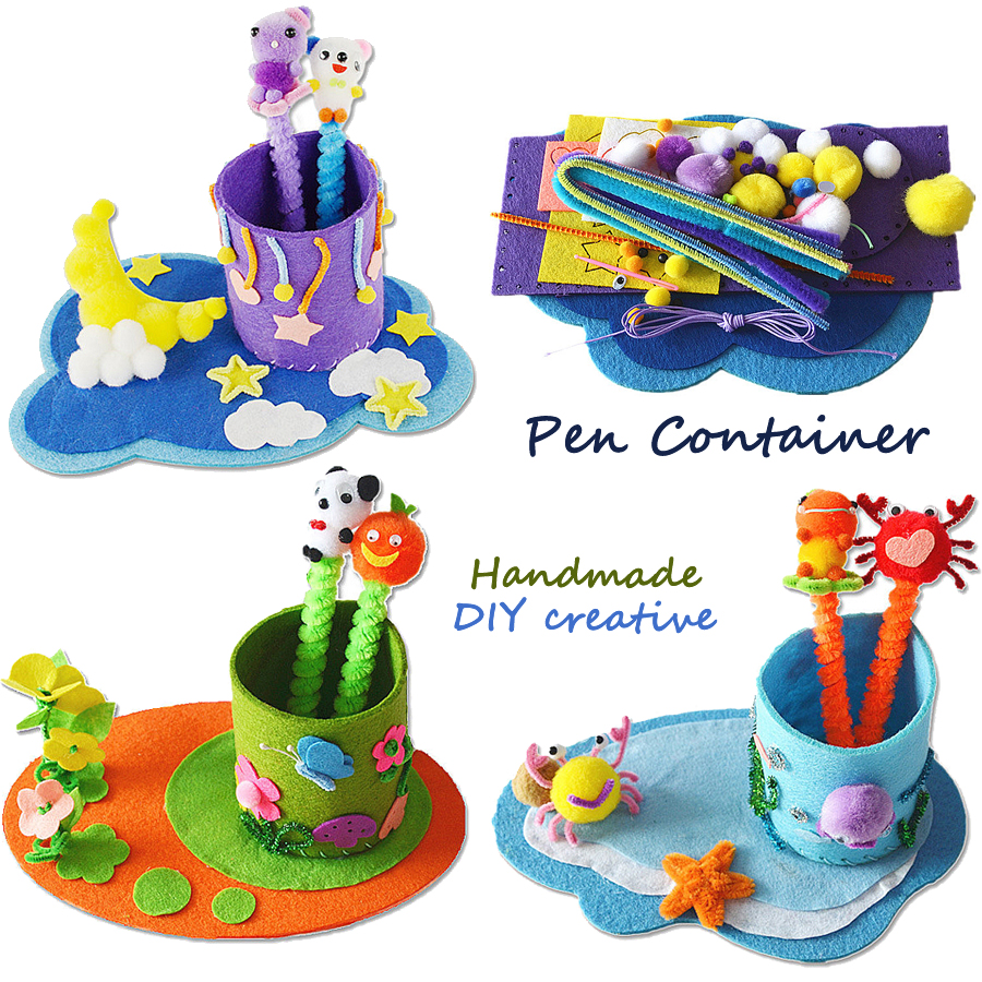 DIY Handmade Sewing Craft Kit Non-woven Fabric Toys Pen Container Pen-holder Art & Crafts Educational Toys for Kids