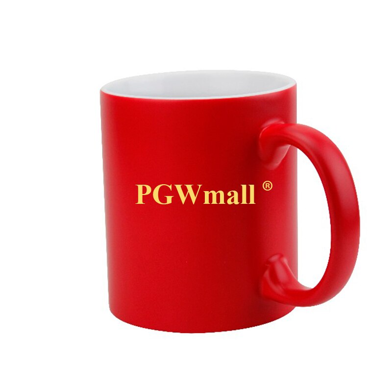 Color changing 11oz Ceramic Sublimation Photo Mugs Blank Cup DIY Mugs Heat Transfer: Red