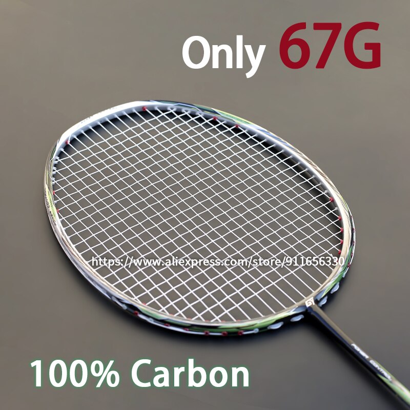 100% Full Carbon Fiber Super Light 7U 67G Badminton Rackets Strungs Max Tension 30lbs Racquet Bag Sports For Adult