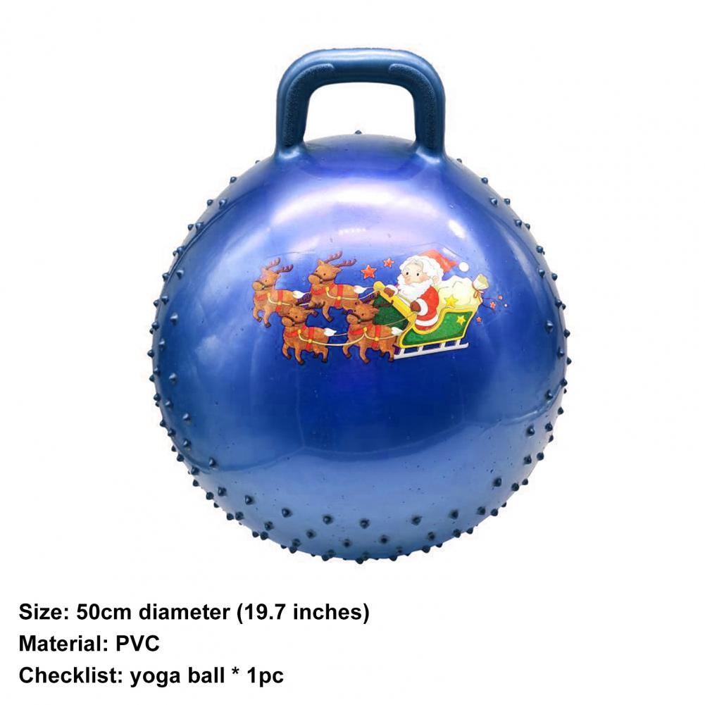 Christmas Theme Yoga Ball Lightweight Handle Yoga Ball Anti-slip Inflatable Bouncy Ball PVC Handle Hopper Ball for Exercise