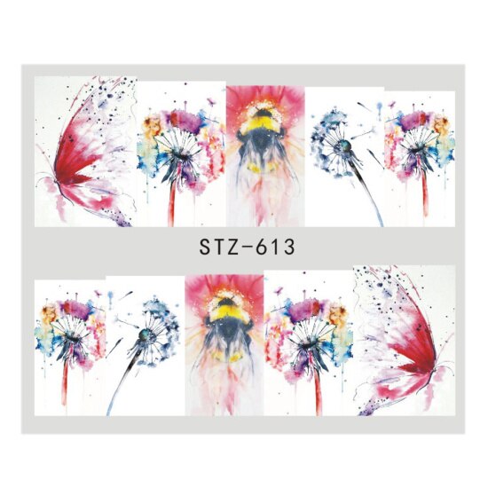 Full Beauty-autocollants pour les ongles, autocollants dégradé violet clair, fleur, Rose, pour filigrane, pour manucure, CHSTZ633-650: STZ613